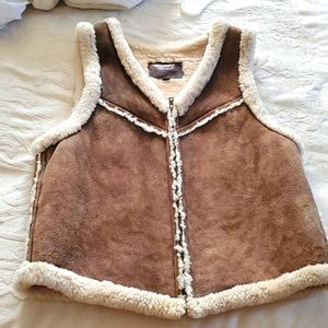 Like new leather suede shearling lamb vest ralph lauren vintage native